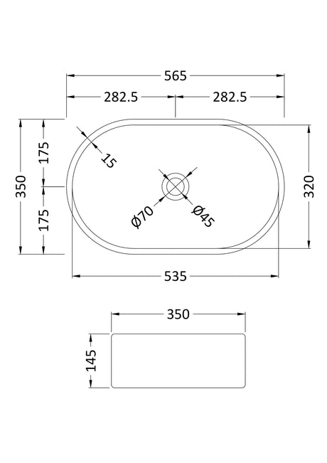 Nuie Salana Ceramic Oval Vessel Basin – 490mm & 565mm, photo 3