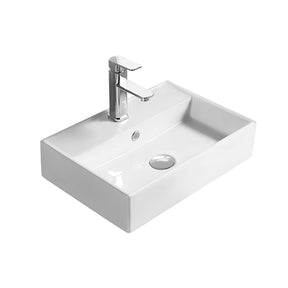 Nuie 500mm 1 Tap Hole Ceramic Square Vessel Basin – White