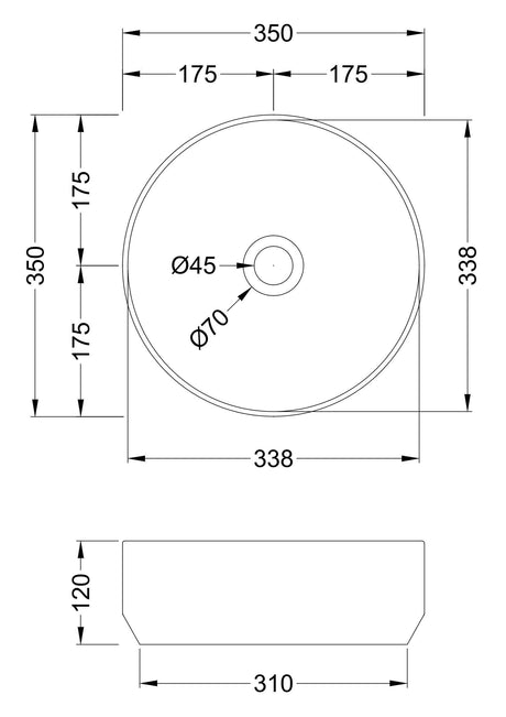 Nuie Salana Ceramic Round Vessel Basin – 350mm & 410mm, photo 3