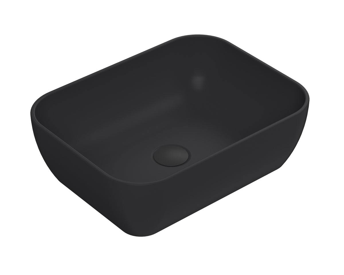 Nuie 455mm Ceramic Square Vessel Basin – Matt Black, photo 2