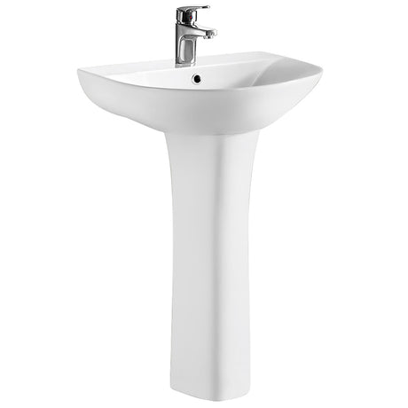 Nuie Freya 550mm 1 Tap Hole Basin & Pedestal – White