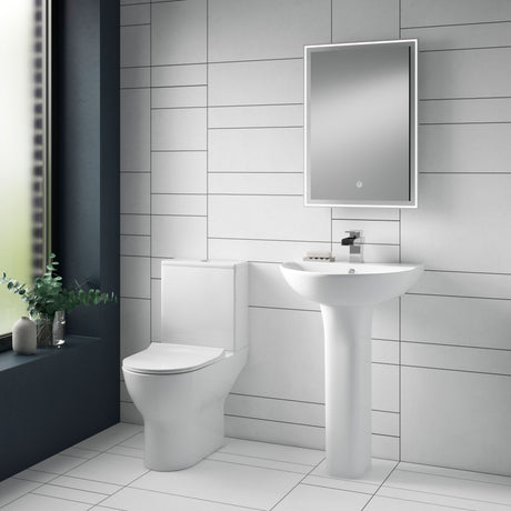 Nuie Freya 550mm 1 Tap Hole Basin & Pedestal – White, photo 3