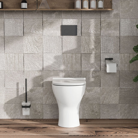 Nuie Freya Round Back to Wall Toilet Pan With Seat – White