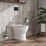 Nuie Freya Round Back to Wall Toilet Pan With Seat – White, photo 4