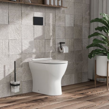 Nuie Freya Round Back to Wall Toilet Pan With Seat – White, photo 4