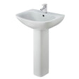 Nuie Ava 545mm 1 Tap Hole Basin & Pedestal – White, photo 2