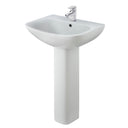 Nuie Ava 545mm 1 Tap Hole Basin & Pedestal – White, photo 2