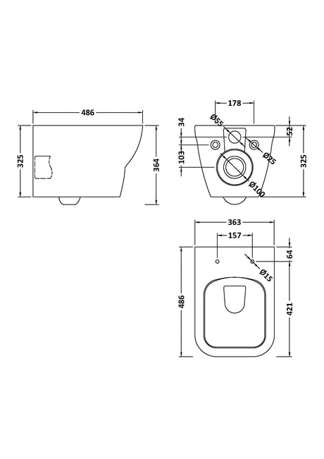 Nuie Ava Wall Hung Pan With Soft Close Seat – White, photo 3