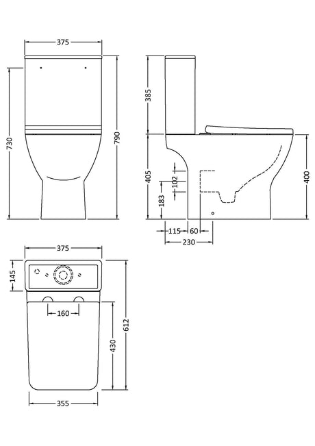 Nuie Ava Close Coupled Toilet – White, photo 3
