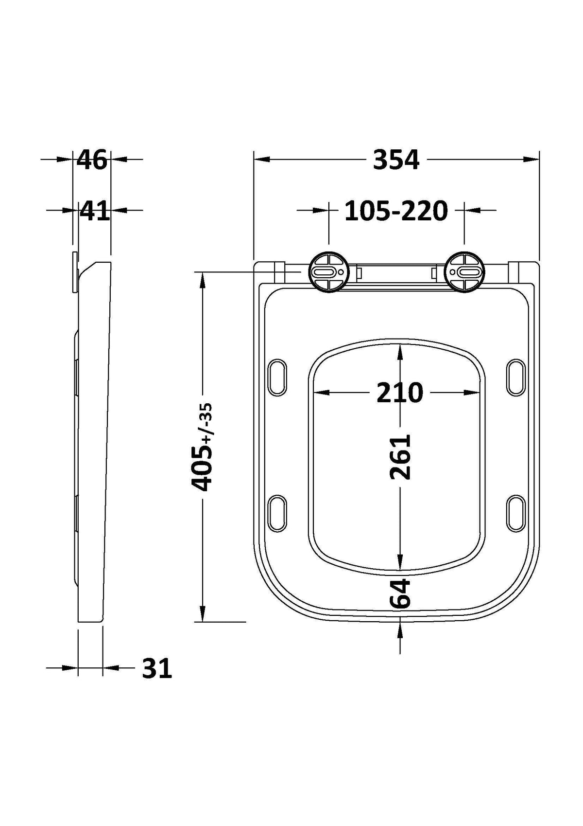 Nuie Square Soft Close Toilet Seat With Quick Release Hinge (Compatible Ava) – White, photo 2