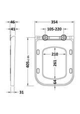 Nuie Square Soft Close Toilet Seat With Quick Release Hinge (Compatible Ava) – White, photo 2