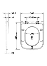 Nuie Square Soft Close Toilet Seat With Top Fix Hinge (Compatible Ava) – White, photo 2