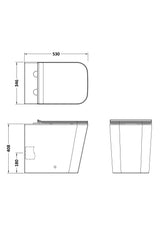 Nuie Orlen Back to Wall Square Rimless Toilet Pan With Soft Close Seat – White, photo 3