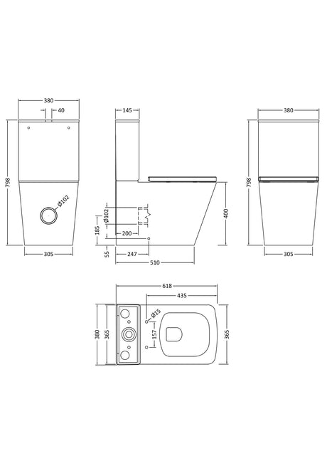 Nuie Orlen Close Coupled Toilet – White, photo 3