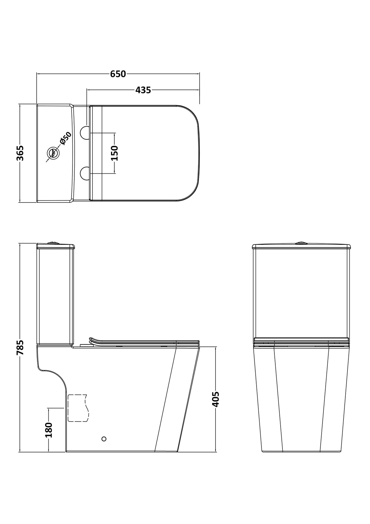 Nuie Orlen Rimless Close Coupled Toilet – White, photo 2