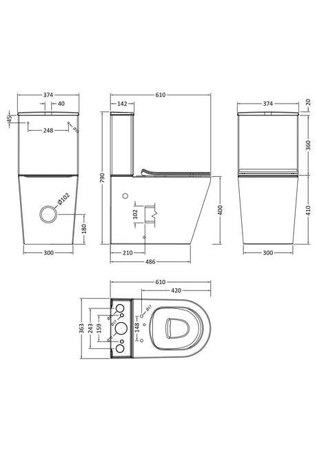 Nuie Fenton Close Coupled Toilet – White, photo 3