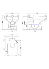 Nuie Bliss Square Back to Wall Toilet Pan – White, photo 3