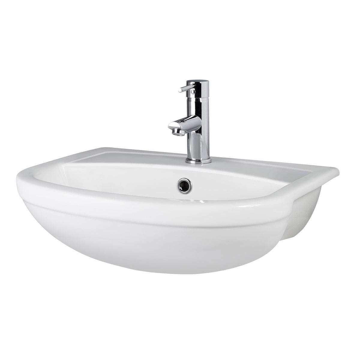 500mm Hudson Reed Harmony 1 Tap Hole Ceramic Semi-Recessed Basin – White