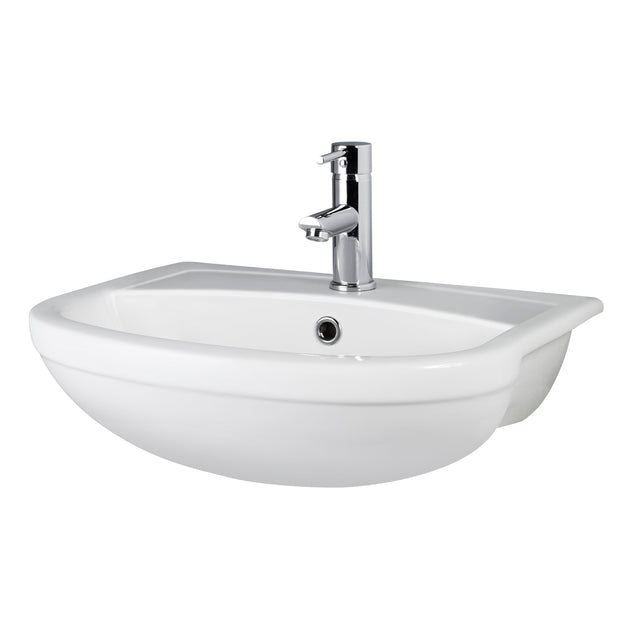 500mm Hudson Reed Harmony 1 Tap Hole Ceramic Semi-Recessed Basin – White