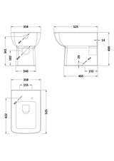 Nuie Cleo Square Rimless Back to Wall Toilet Pan – White, photo 2