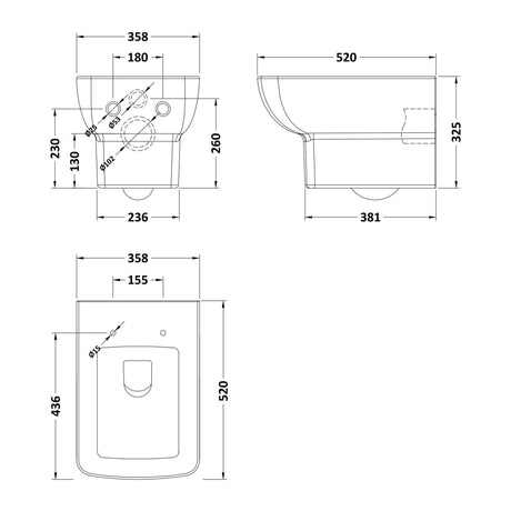 Nuie Cleo Rimless Wall Hung Pan – White, photo 3