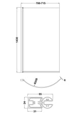 Nuie P Shape Hinged Bath Screen – Matt Black, photo 3