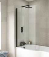 Nuie P Shape Hinged Bath Screen – Matt Black, photo 4