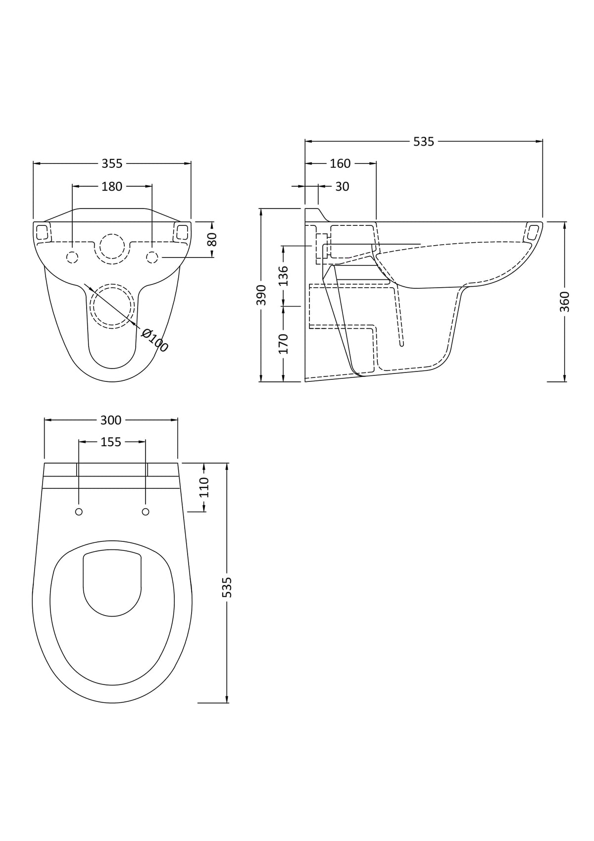Nuie Melbourne Wall Hung Pan – White, photo 3