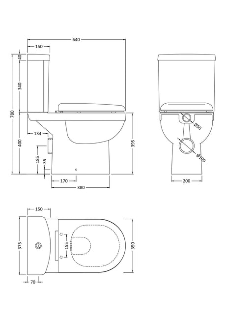 Nuie Ivo Rimless Close Coupled Toilet – White, photo 3