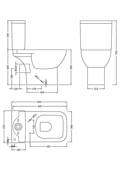 Nuie Ivo Square Rimless Pan, Cistern & Seat – White, photo 2