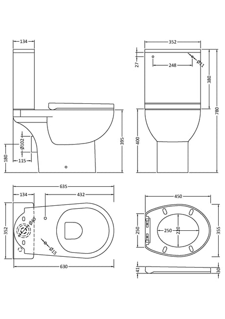 Nuie Fay Rimless Close Coupled Toilet – White, photo 3