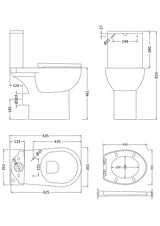 Nuie Fay Rimless Comfort Height Close Coupled Toilet With Soft Close Seat – White, photo 2