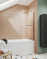 Nuie Curved Bath Screen With Rail – 700mm & 860mm
