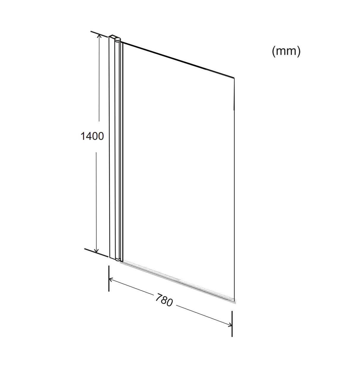 Kartell K-VIT Nero 1400x780mm Straight Bath Screen with Square Edge - Matt Black (NER-SSS)