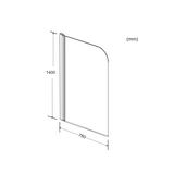 Kartell K-VIT Nero 1400x780mm Straight Bath Screen with Radius Edge - Matt Black (NER-SS)