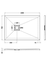 Nuie Slimline Rectangular Shower Tray – 1000 x 700mm, 1000 x 800mm, 1200 x 700mm & 1700 x 700mm, photo 4