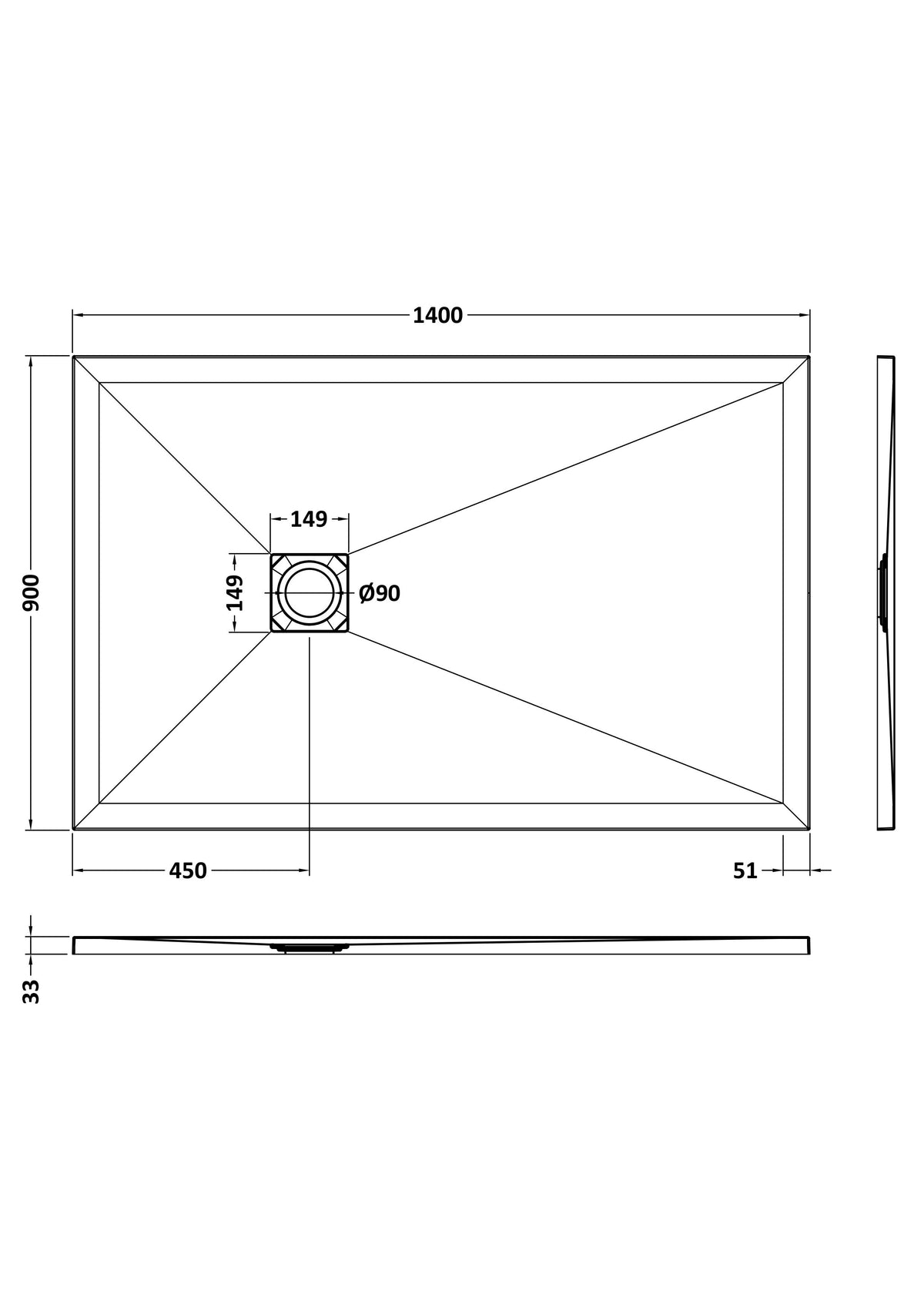 Nuie Slimline Rectangular Shower Tray, photo 8
