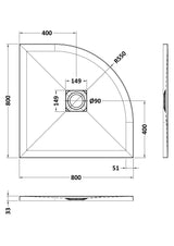 Nuie Slimline Quadrant Shower Tray – 800mm & 900mm, photo 5