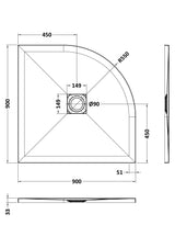 Nuie Slimline Quadrant Shower Tray – 800mm & 900mm, photo 6