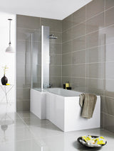 Nuie 1700mm L-Shaped MDF Gloss Shower Bath Front Panel – Gloss White