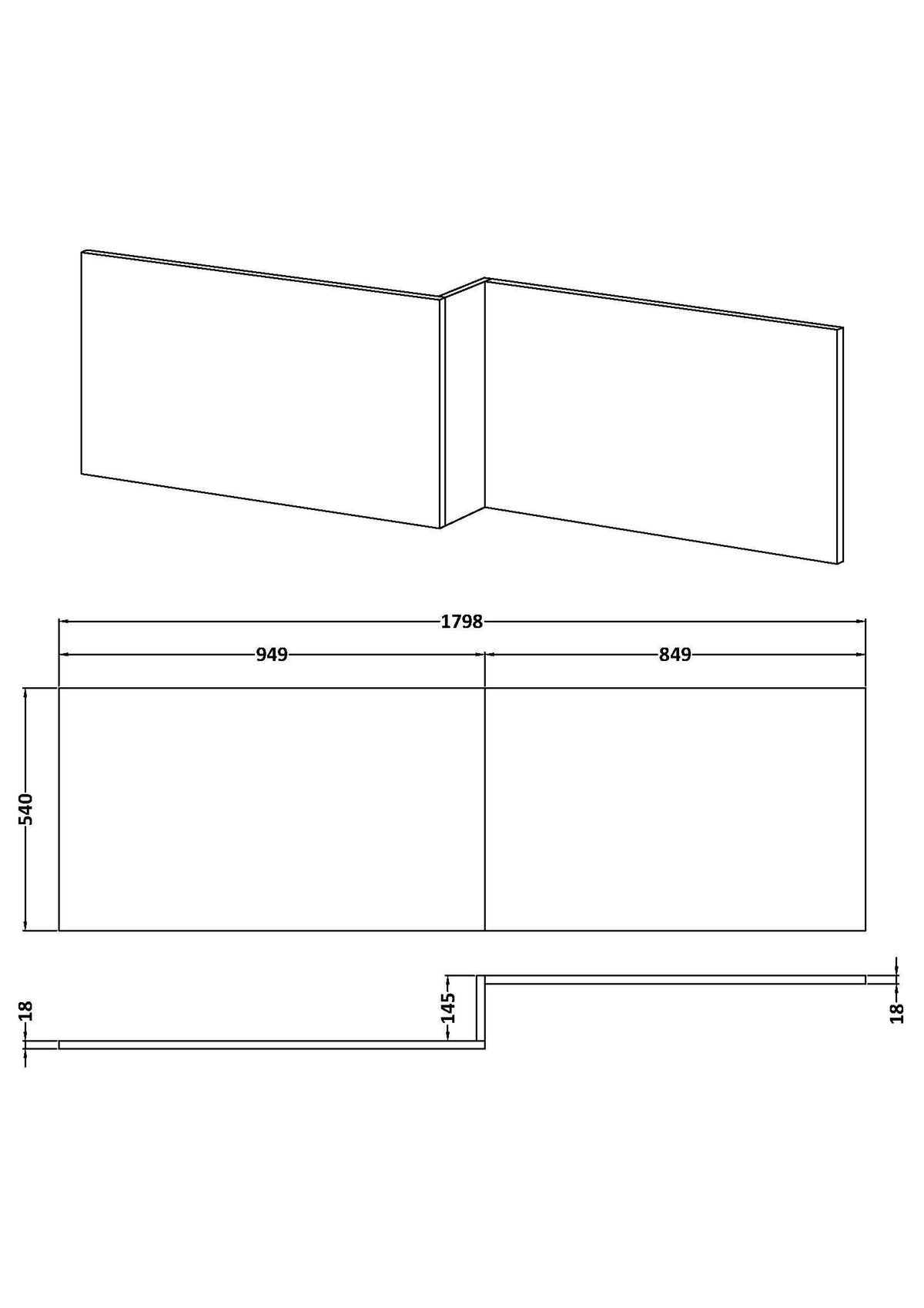 Nuie Square PVC Shower Bath Side Panel Waterproof – 1700mm & 1800mm, photo 4