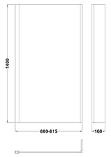 Nuie Bath Screen – 1400mm High – 350mm & 800mm, photo 6