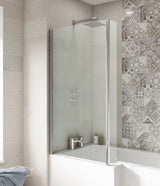 Nuie 800mm L-Shaped Bath Screen – Chrome, photo 4