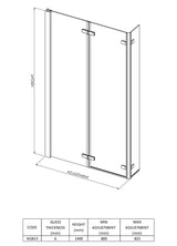 Nuie L-Shaped Hinged Bath Screen – 760mm & 800mm, photo 4