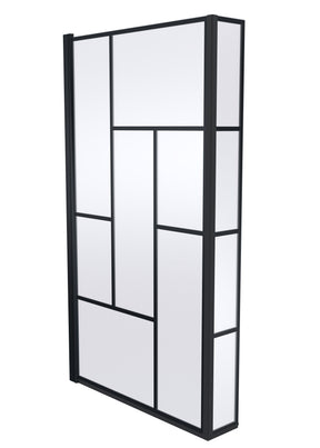 Nuie 800mm L Shape Abstract Matrix Hinged Bath Screen With Fixed Return – Matt Black, photo 2