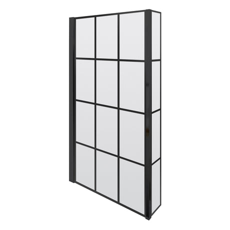 Nuie 800mm L Shape Matrix Hinged Bath Screen With Fixed Return – Matt Black, photo 2