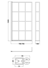 Nuie 800mm L Shape Matrix Hinged Bath Screen With Fixed Return – Matt Black, photo 3