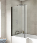 Nuie 800mm L Shape Hinged Bath Screen – Matt Black, photo 4
