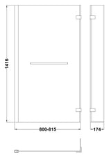 Nuie 800mm L-Shaped Hinged Bath Screen With Rail – Chrome, photo 3