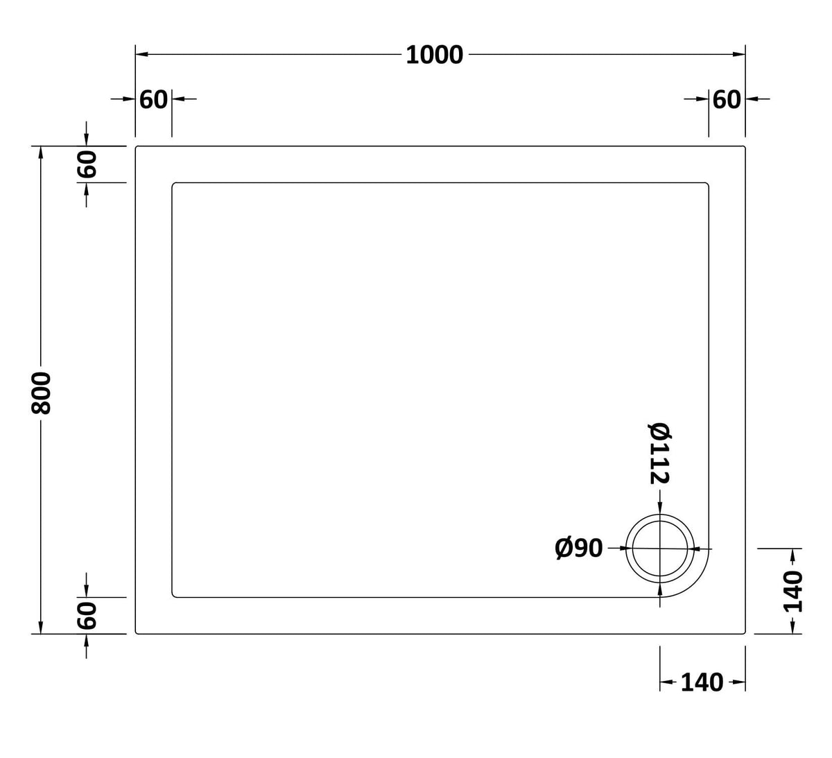 Nuie Slip Resistant Slimline Rectangular Shower Tray, photo 5